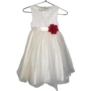Couture Princess Girls Sz 4 Wedding Flower Girl Heart Cutout Detail Dress (1726)
